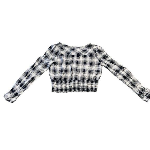 Blue Rain Crop Top L Black White Rouched Boho Y2K Grunge Punk Festival Concert - Picture 3 of 11